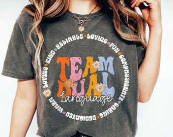 Niedliches Back To School Squad Team Zweisprachiges Lehrer Shirt, Mehrsprachigkeit Niedliches zusammenpassendes Groupe Zweisprachiges Crew Squad Lehrer