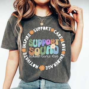 Support Squad Shirt, Support Teacher T-Shirt, Custom School Name Shirt, Groovy School Support Staff, School Support Squad 2023 Teacher Tees