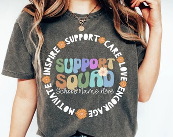 Support Squad Shirt, Support Teacher T-Shirt, Custom School Name Shirt, Groovy School Support Staff, School Support Squad 2023 Teacher Tees