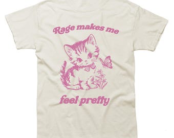 Ik voel me mooi t-shirt, vintage katten-T-shirt, meme-shirt, retro schattige kat meme-shirt, vintage T-shirt geestelijke gezondheid