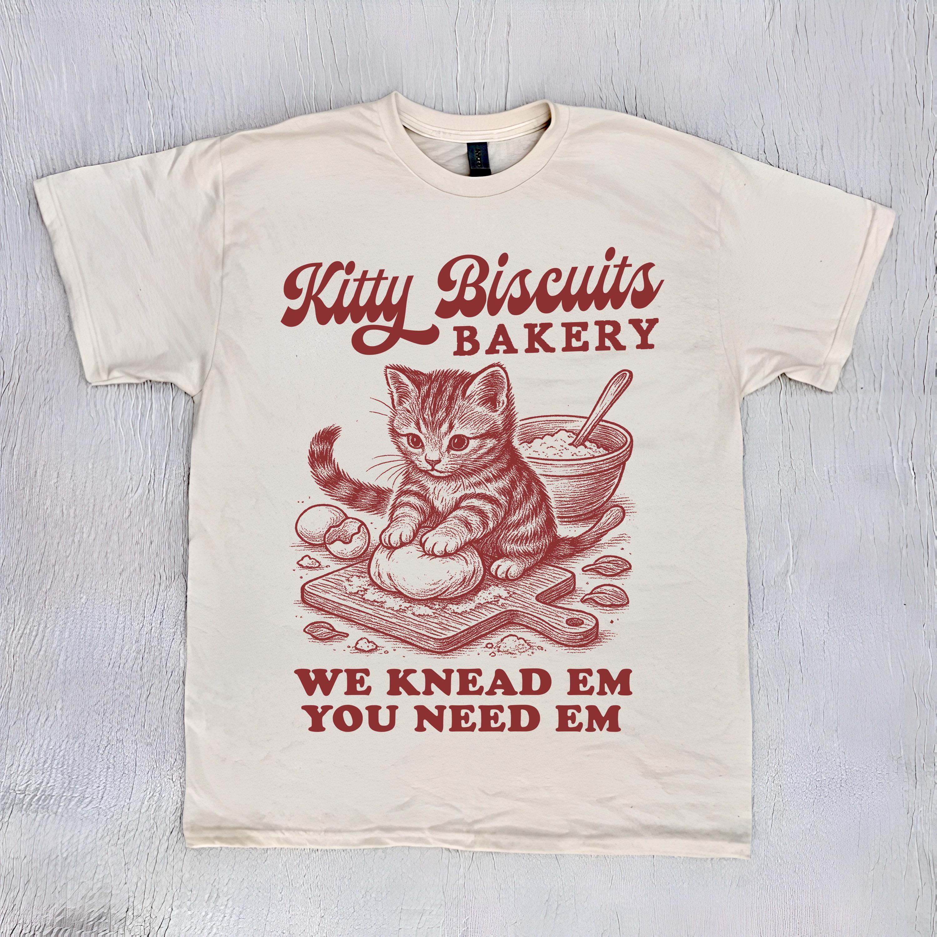 Cat Biscuit Shirt, Cute Kitty Biscuits Bakery Retro Style T