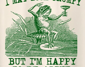 i may look grumpy but im happy to be alive - unisex t shirt, funny toad meme shirt, frog meme shirt, frogcore vintage T-Shirt