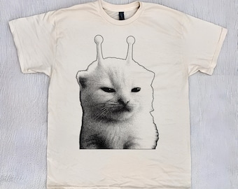 Camiseta de gato tonto alienígena Y2K, años 90 y 80, unisex, meme, weirdcore, estética de gato, alienígena, Gnarp