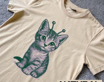 Dumme Katze Alien Y2K Shirt 90er Jahre Weirdcore Vintage Kätzchen, Unisex t shirt, Gnarp TShirt, Ästhetische Katze, Retro Grunge Kokette Katze Alien Tee