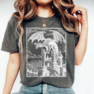 Dragon Vintage Dark Art 90s Shirt, 90s Tattoo Shirt, Retro Medieval Y2k Tshirt, Dragon Lovers Gift Tee, Grimdark, Fantasy Reader T-Shirt