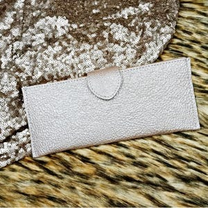 Cartera de mujer elegante y lujosa de piel auténtica, cartera de piel de cordero auténtica.