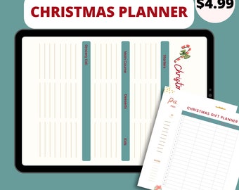 Instant Download Elegant Holiday Christmas Xmas Planner| Christmas Organizer Gift List Holiday Printable PDF| Christmas Digital Planner|