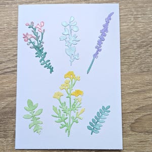 Carte de Vœux fleurs aquarelle métallique, bouquet champêtre plantes printemps, anniversaire, enfant adulte femme, baptême, enveloppe A6