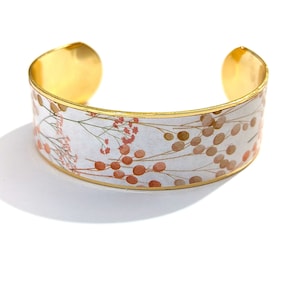 Bracciale rigido aperto in oro, carta origami, regalo originale per donna, ottone placcato oro
