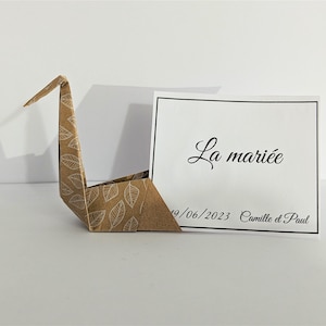 Set of customizable origami swan place cards, wedding baptism birthday table decoration, white craft, guest gift