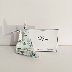 Set di segnaposto gru origami giapponesi personalizzabili, decorazione tavola matrimonio battesimo compleanno, eucalipto, regalo per gli ospiti