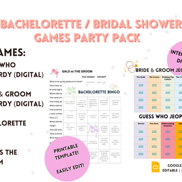 BACHELORETTE SPIELE, Brautparty, digitale Spiele, Junggesellinnenabschied, Trinkspiele, Mädchenabend, digitale Gefahr, Bingo, Braut und Bräutigam Spiele