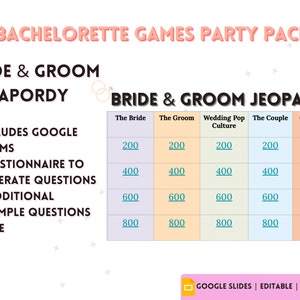 BACHELORETTE GAMES, bridal shower, digital games, hen party, drinking games, girls night, digital jeopardy, bingo, bride and groom games image 3