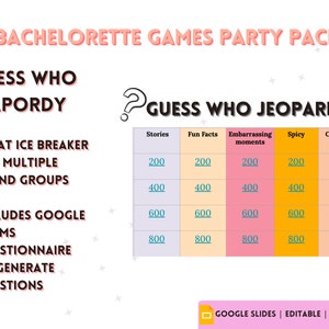 BACHELORETTE GAMES, bridal shower, digital games, hen party, drinking games, girls night, digital jeopardy, bingo, bride and groom games image 2