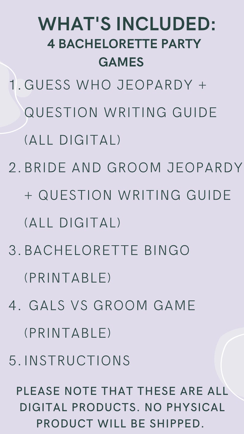 BACHELORETTE GAMES, bridal shower, digital games, hen party, drinking games, girls night, digital jeopardy, bingo, bride and groom games image 6