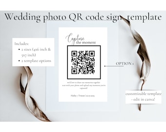 WEDDING QR CODE sign, wedding photo sign, photo upload sign, wedding sign, digital template, qr code