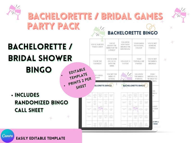 BACHELORETTE GAMES, bridal shower, digital games, hen party, drinking games, girls night, digital jeopardy, bingo, bride and groom games image 4