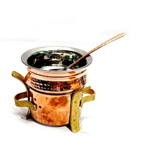 Pure Copper Handi, Spoon and Angithi with Brass Stand, for Home & Hotel