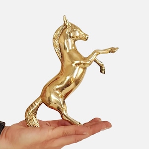 Mid-Century Polished Brass Horse Statue: Vintage Home Decor