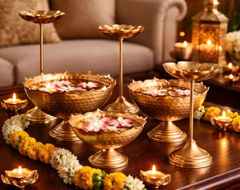 Taj Iron Urli Bowl-set: drijvende diya-kandelaars, diwali-decor (9 stuks)