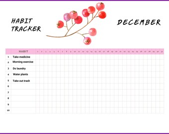 Monatlicher ausdruckbarer Habit Tracker, Saisonale Blumen Theme Tracker, täglicher Habit Tracker Kalender, sofortiger herunterladbarer Buchstabe oder A4 Größe.