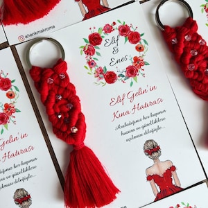 Handgemaakte macrame sleutelhanger bruidsmeisje voorstel, aangepaste bruids douche gunsten voor gasten, zal je mijn bruidsmeisje kaart, bruids douche geschenken