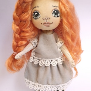 Rag doll, doll gift for girls women colleagues, collection doll, doll with red hair, Waldorf doll, room decoration. Rag figure