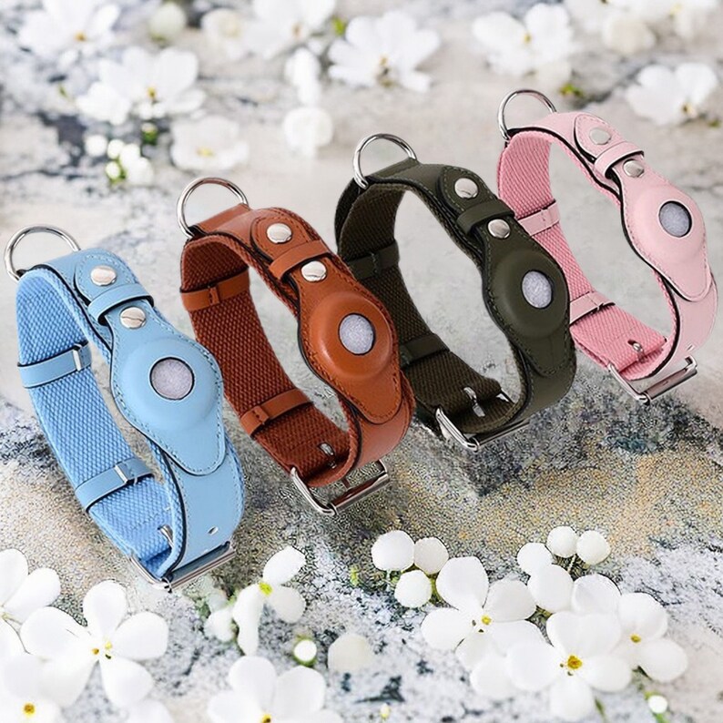 Personalized Leather Dog Collar With AirTag Holder Etsy UK