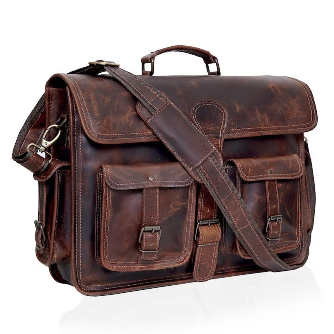 18 Inches Handmade Buffalo Leather Bag, Laptop Messengers Bag, Leather