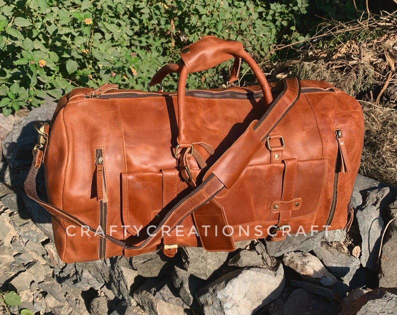 Leather Travel Bag Leather Weekender Bag Leather Overnight Etsy