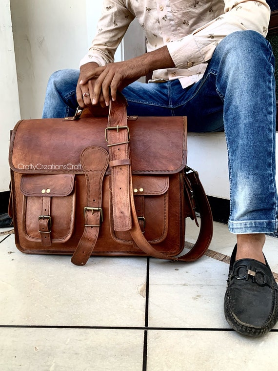 Leather Messenger Bag Shoulder Bag Laptop Bag Briefcase Bag