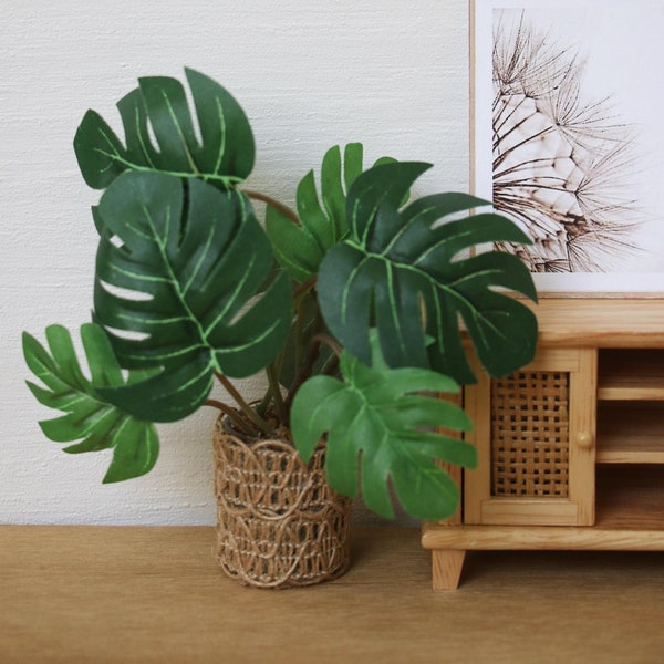 Miniature Dollhouse Monstera Large Leaf Tropical Plant