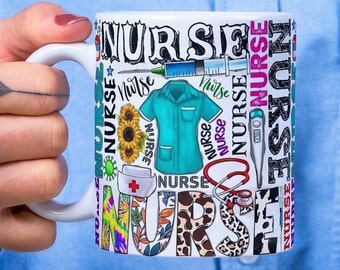 Nurse Life, Nurse Mug 3D Inflated, Puffed Mug  Wrap Around Mug Design 11oz, 15oz, Sublimation, High-Quality PNG, Instant Digital Download