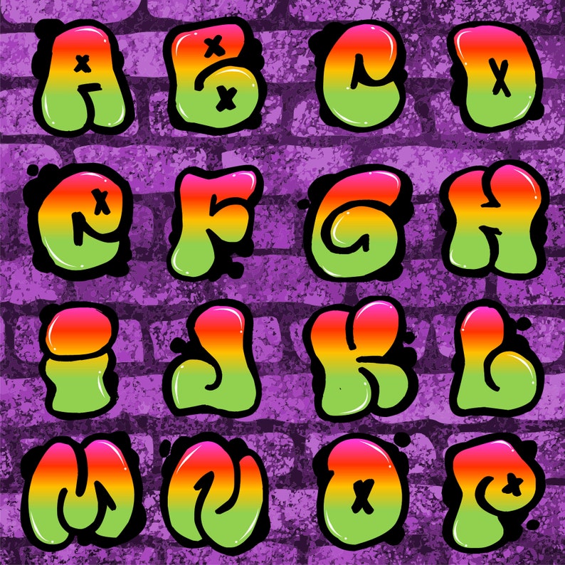 42 PNG Graffiti Letters Alphabet V3 PNG Transparent - Etsy