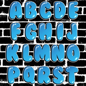 36 PNG Burbujas Graffiti Letras Alfabeto V30 PNG Fondo Transparente, Cricut, Sublimación, DTF, Camiseta, Archivos A-Z Descarga Instantánea