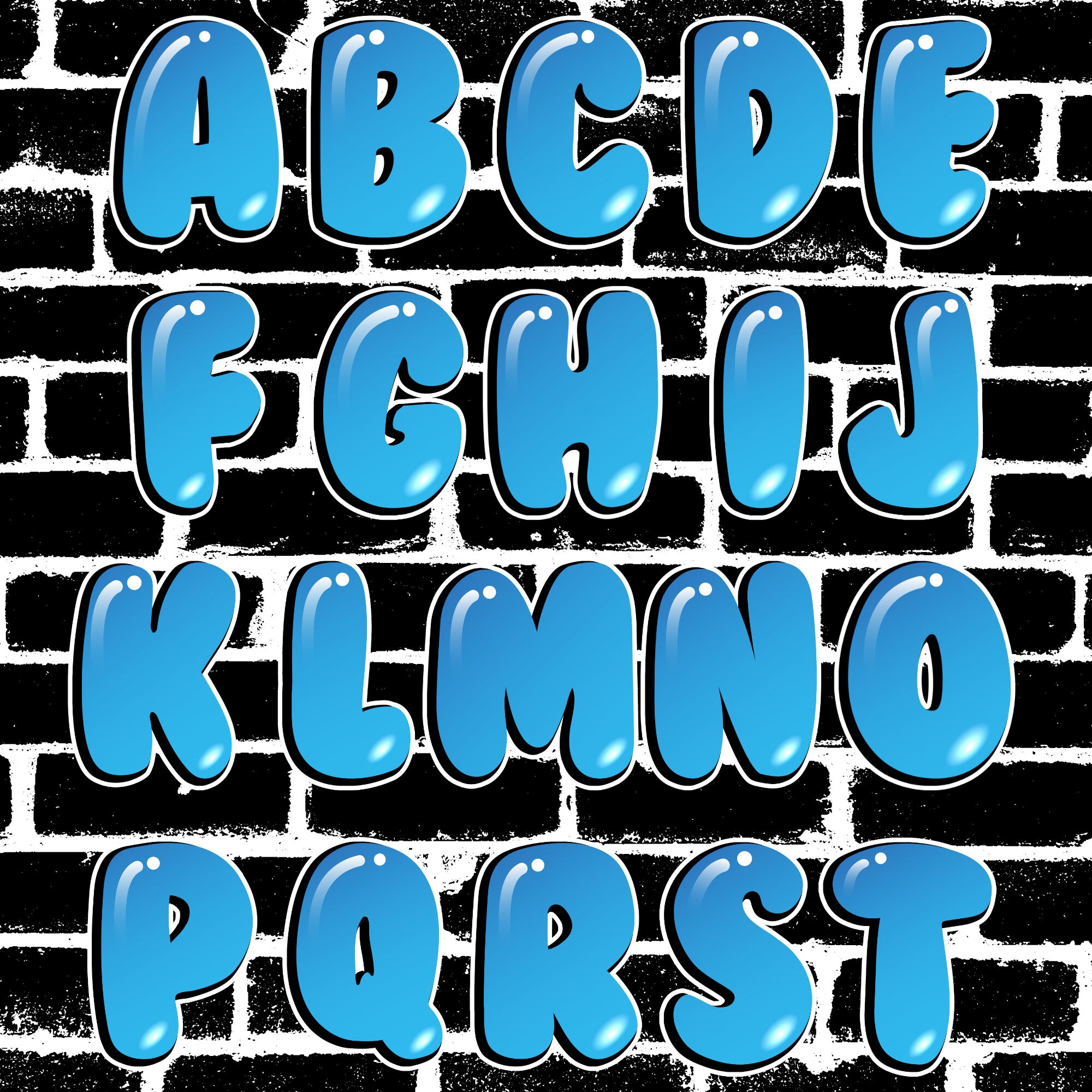 Graffiti Bubble Letters Alphabet A Z Design