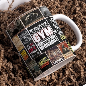Gym Inspiration Mug, Gym Mug, Exercise Mug Wrap Around Mug Design 11oz, 15oz, Sublimation, High-Quality PNG, Instant Digital Download