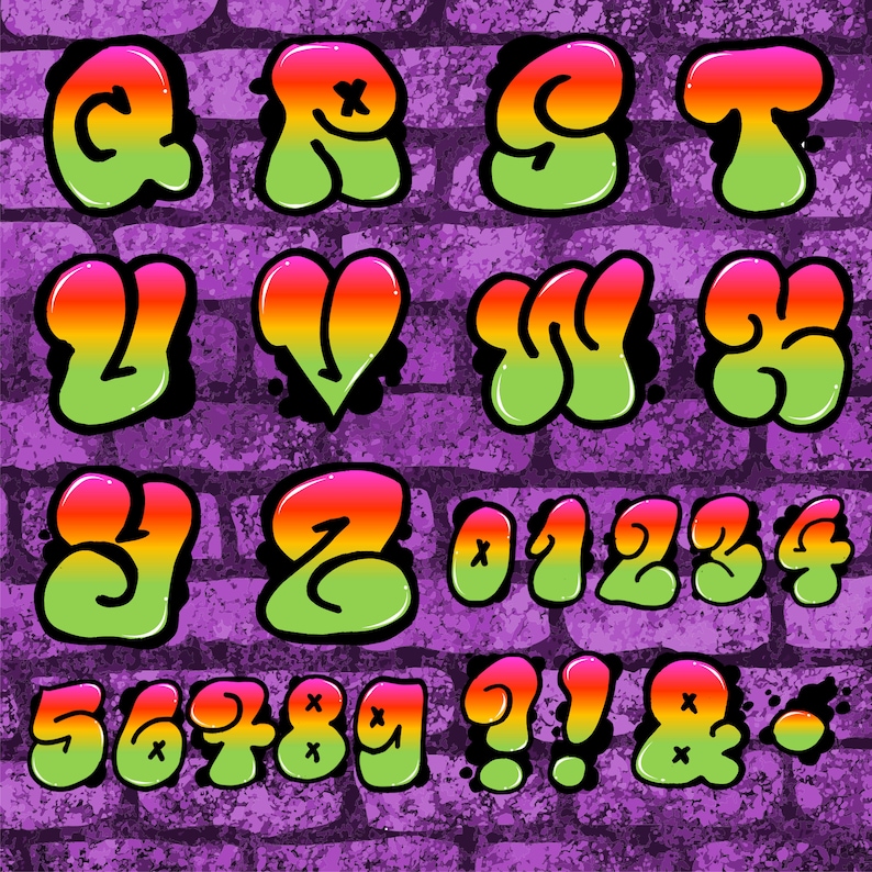 42 PNG Graffiti Letters Alphabet V3 PNG Transparent - Etsy
