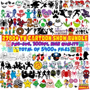Kids TV Cartoon Show 2700  svg PNG Bundle File, Kitten Collection, Cricut, Silhouette, Laser Cut, Graphics, png SVG Vector, 300dpi