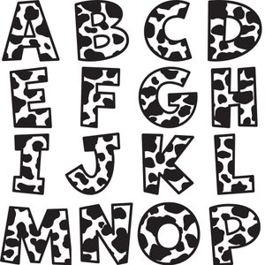 Cow Print Letters Alphabet PNG Transparent Background, Cricut, Sublimation, DTF, T-shirt, 36 PNG ...