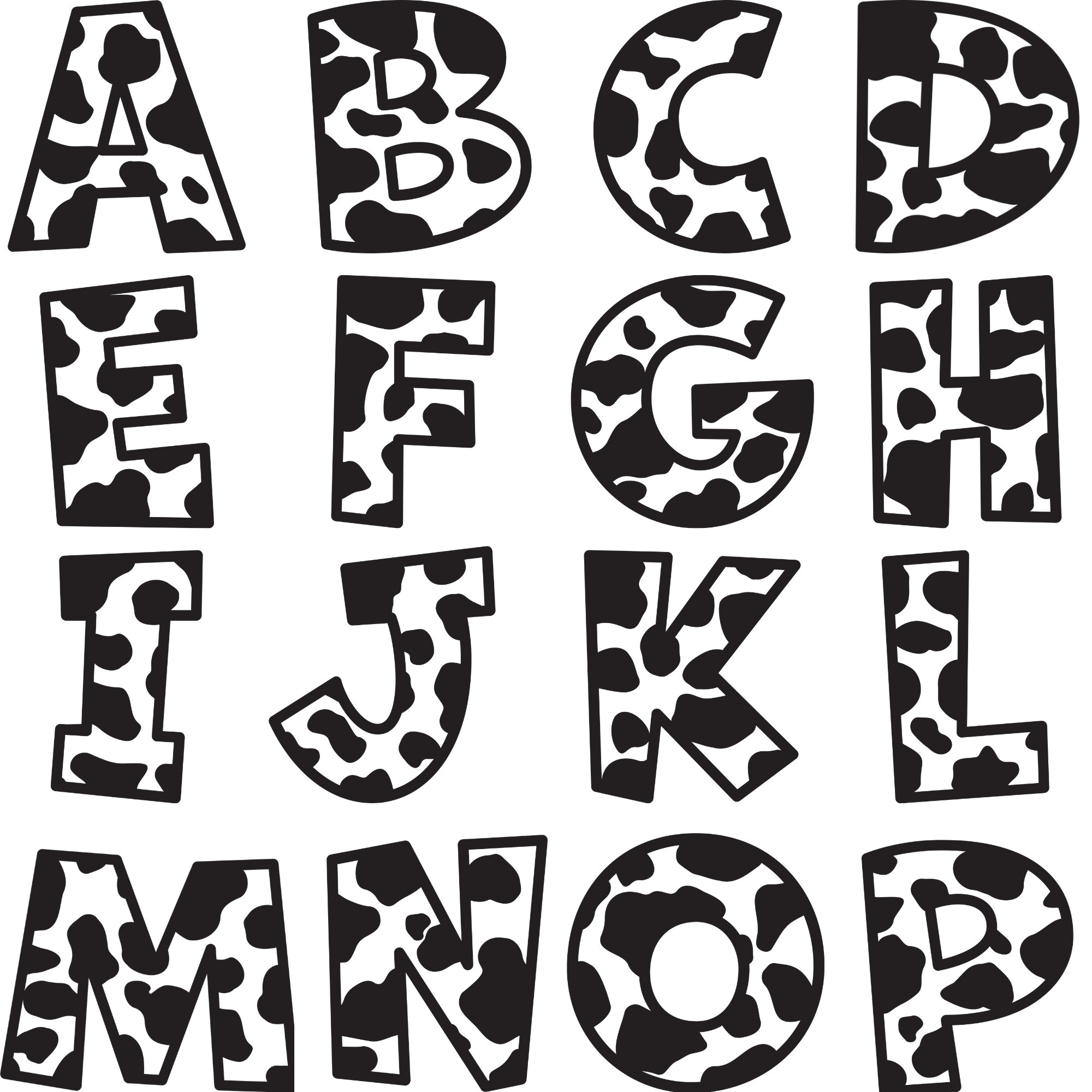 Best Images Of Cow Print Alphabet Letters Printable Cow Print Font ...