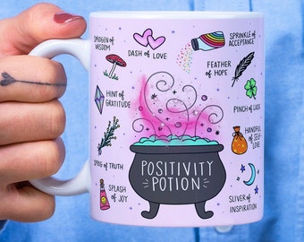 Positivity Potion Recipe Mug Wrap Around Mug Design 11oz, 15oz, Sublimation, High-Quality PNG, Instant Digital Download