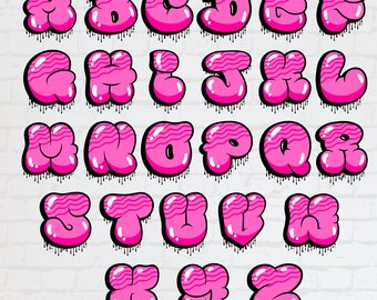 【GRAILZ】BLUR LETTERING TOP [PINK] Graffiti Alphabet Pink Color, Graffiti Letters, Dripping