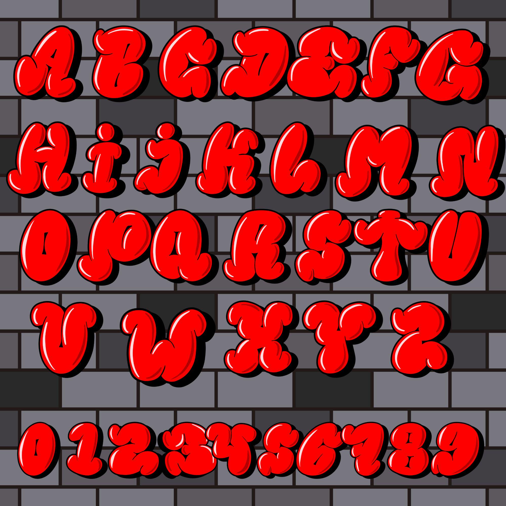 Letras De Burbujas Del Alfabeto De Graffiti Que Se Pueden Imprimir