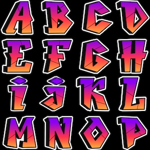 26 PNG Graffiti Buchstaben Alphabet V6.2 PNG transparenter Hintergrund, Cricut, Silhouette, Sublimation, DTF, T-Shirt, A-Z Sofort Download
