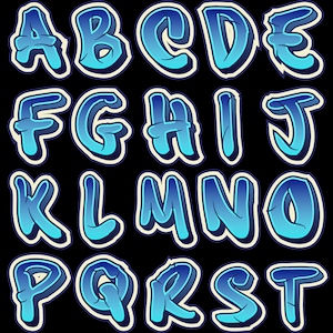 36 PNG Graffiti Blau Buchstaben Alphabet PNG transparenter Hintergrund, Cricut, Sublimation, DTF, T-shirt, Dateien A-Z, 0-9 Sofort Download