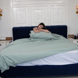 Sage Green Elegant Comfort 3 Piece Duvet Cover Set, Cotton Bedding Sage, Full/Queen king custom Size, 2 Pillowcases