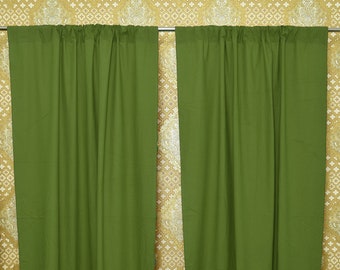 Moss Green Linen Curtain,Linen Window Curtain, Two Panel Rod Pocket Curtain Set, Boho Linen Bedroom Curtain Green Custom Size Linen Curtains