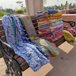 Bohemian Kantha Quilts Boho Twin Size Bedding Throw Blanket Hippie Coverlets kantha bedspread quilt