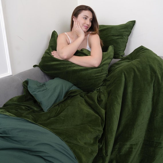 Dark green comforter set queen discount